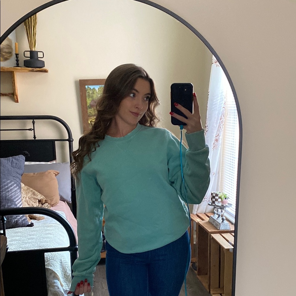 Fruit of the Loom Turquoise super soft Sweatshirt Ribbed Hem — Women’s S